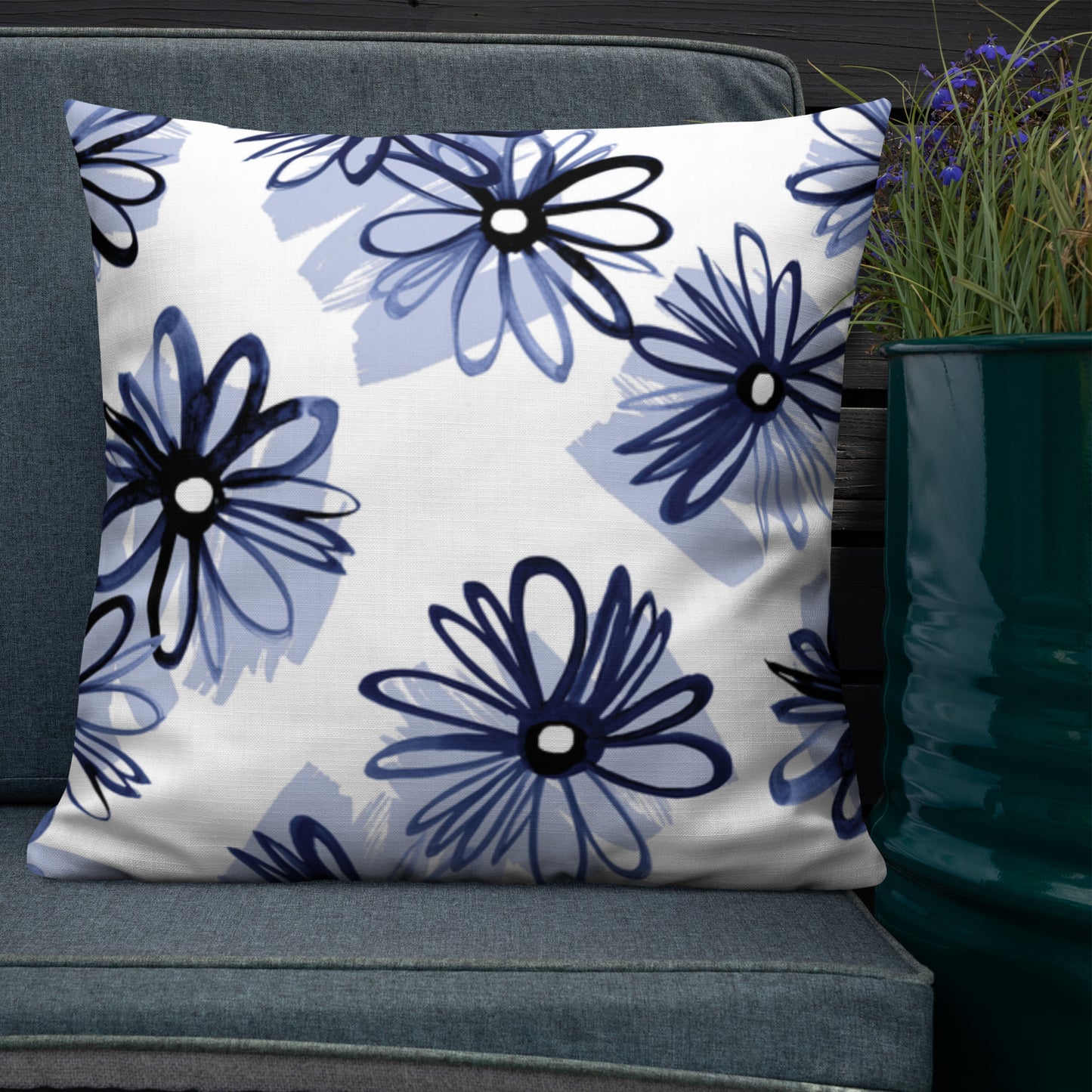 DOUBLE Blue Patterns Premium Pillow